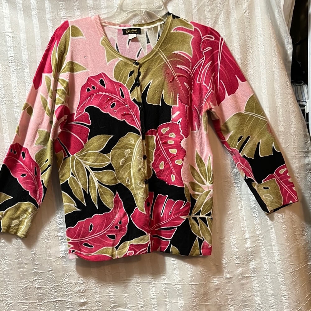 Elizabeth New York Front Button Sweater, Sz Petite M